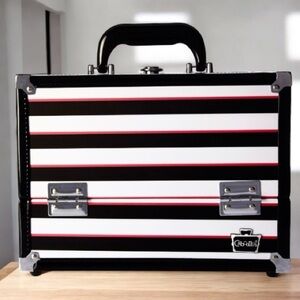Black and White Striped Train Case NWT